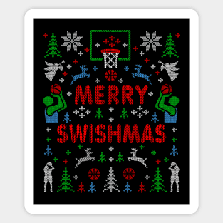 Merry Swishmas Basketball Ugly Sweater Party Christmas Basketball Player Fan Coach Sticker